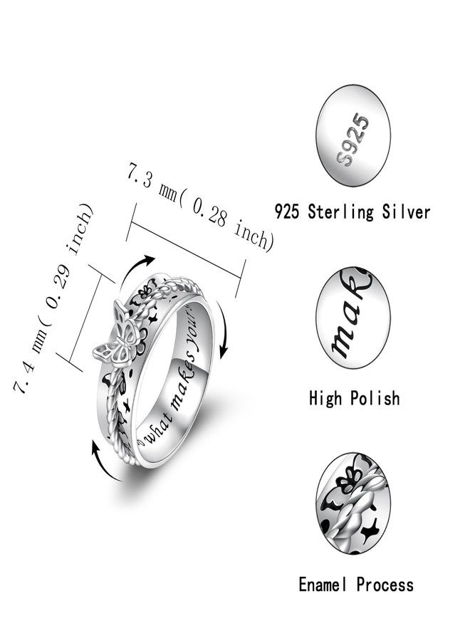 Sariel Butterfly Dragonfly Fidget Ring 925 Sterling Silver Anxiety Spinner Rings Relief Stress for Women Daughter Mom (Butterfly, 7) - Image 4